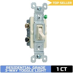 Legrand Pass & Seymour 663LAGU 15A 3-Way Toggle Light Switch, Light Almond