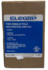 ELEGRP Decorator Double Rocker Light Switch, Two Single Pole 1 Pack, White