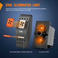 Nilight UTV Fan Rocker Switch On Off 5 PIN SPST LED Light Bar Switches w/Orange