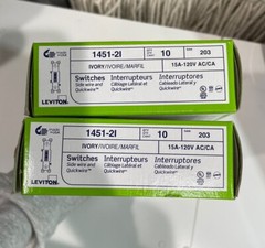 2 Boxes of 10 Leviton Ivory Switches Single Pole 15A 120V AC/CA Brand New In Box