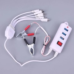 Portable USB Clip Charger with Switch 3 USB Ports for Multiple Devices