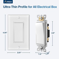 30 Pack Single Pole Light Switches with Wall Plates | Listed 120/277V On/Off…