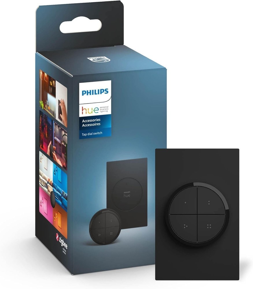 Hue Wall Tap Dial Light Switch, Portable, Black – 1 Pack – Requires H…
