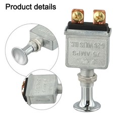 Metal Body Push for pull Switch 75A 2 Position On Off Chrome Knob For Marine