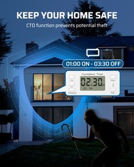 DEWENWILS 36 Hours Countdown Timer Outlet, Large Screen, Daily Repeat, Grounded