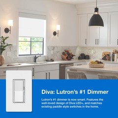 Lutron Diva Smart Dimmer Switch Kit for Caseta Lighting w/ Hub, 1 Pack, White