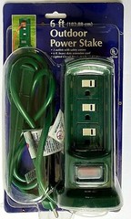 Outdoor Weatherproof Power Stake Strip 3-Outlet Yard Stake 6′ Extension Cord New