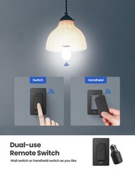 500W Black Remote Control Light Bulb Socket, Wireless Light Switch for Pull C…