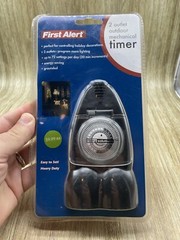 First Alert 2 Outlet Outdoor Mechanical Timer Model: FA101 New In Box