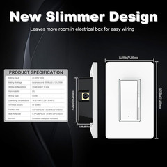 Decorator Digital Dimmer Light Switch with Indicator, Single Pole/ 3-Way for 300