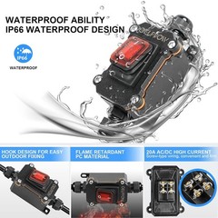 Waterproof On Off Toggle Switch Double Outlet with Red Light Rocker Button In…