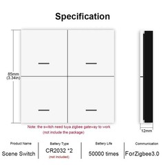 For Smart Home 4Gang Scene Switch with 12 Modes Compatible with For Tuya APP