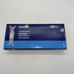 (10-Pk) Leviton Single-Pole Switch 15 A – 120 V M24-1451-2WM