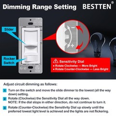 BESTTEN 6 Pack Super Slim Dimmer Switch, Single Pole or 3-Way, Dimmable Light Sw