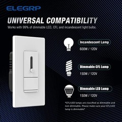 ELEGRP Slide Dimmer Switch (6 Pack, Matte White)