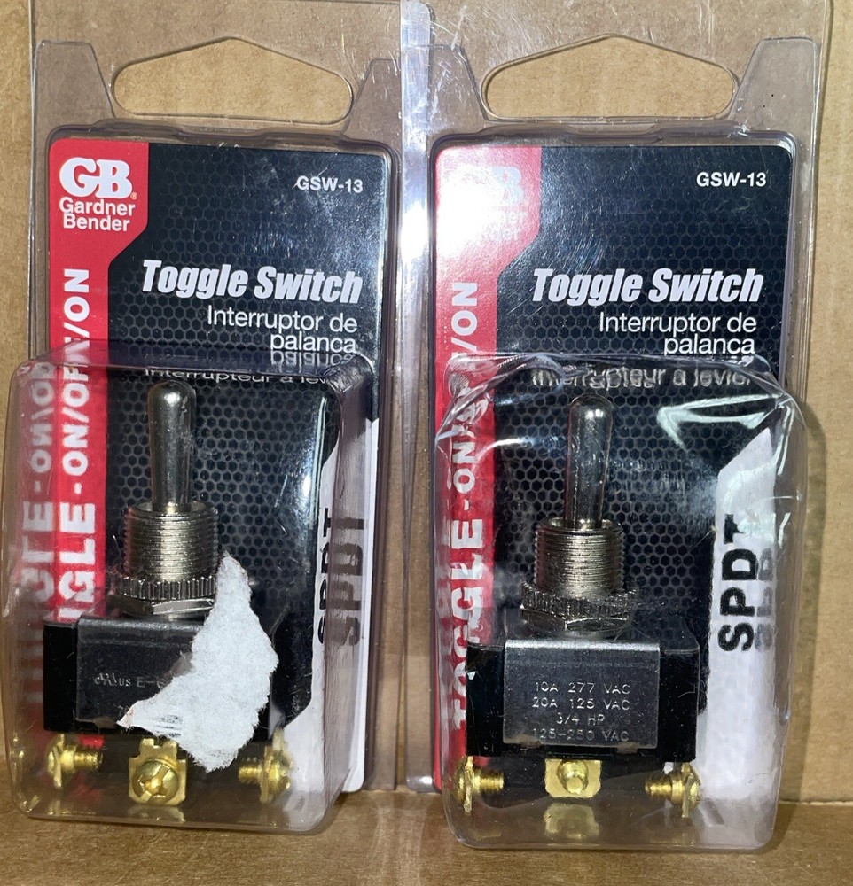 Lot of 2- New- GSW-13. Gardner Bender On/Off/On Toggle Switch