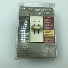 Lutron 300 Watt Single-Pole Dual Fan Control & Dimmer Almond New