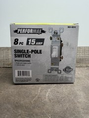 Performax 15 Amp 1 Pole White Rocker Light Switch – 8 Pack-Indoor 120V AC -60Hz