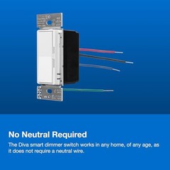 Lutron Diva Smart Dimmer Switch Kit for Caseta Lighting w/ Hub, 1 Pack, White