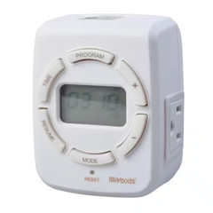 15-Amp 7-Day Indoor Plug-In Astronomical Dual-Outlet Digital Timer, White NEW