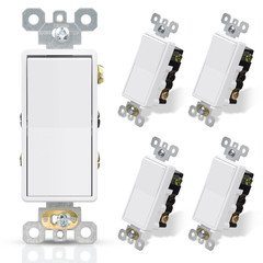 4 Way Decorative Light Switch, 15Amp, 120-277 Volt, AC Decorator Rocker Paddle W