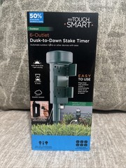 My Touch Smart Dusk to Dawn Stake Timer Outdoor 6 Outlet Auto On At Dusk