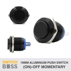 19mm (On)-Off MOMENTARY Aluminium Push Switch 12v for Car DIY PC Sim ALL COLOURS