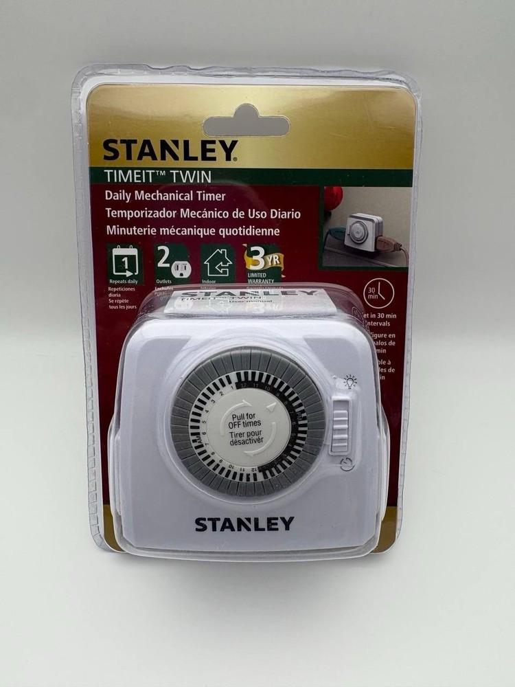 Stanley TIMEIT TWIN 2 Outlet Daily Mechanical Timer TM425 BRAND NEW