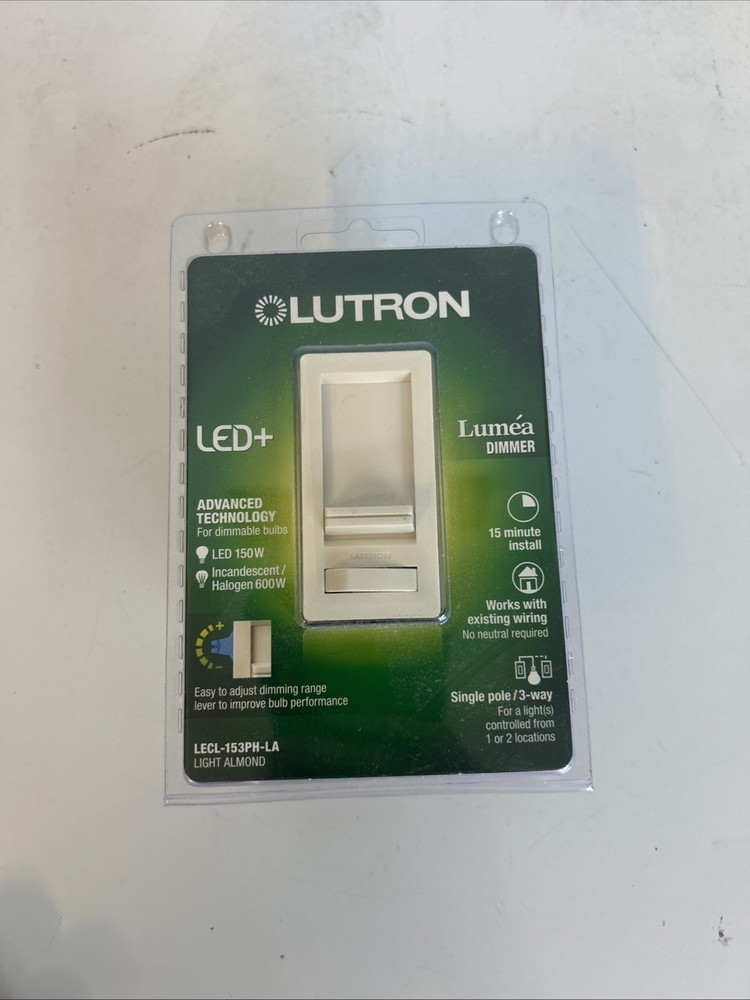 Lutron LECL-153PH-LA Lumea Light 150W 5A 1-Pole 3-Way Dimmer Switch New Free S/H