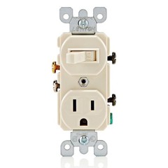 Leviton 15 Amp, 120 Volt, Duplex Style Combination Single Pole Light Almond