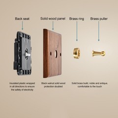 Aesthetic Walnut Wood Rocker Switch with Easy Operation and Safety Design