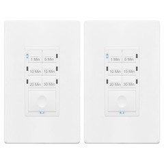 Countdown Timer Switch for bathroom fans and 2 Pack White In-Wall Neutral