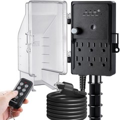 SURAIELEC Outdoor Power Stake Timer Waterproof, 100FT Wireless Remote Control…