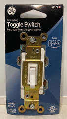 GE White 120V 3-Way Grounding Toggle Household Light Switch Pressure-Lock Wiring