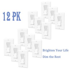 Dimmer Light Switch 3 Way 15A 112V for CFL 600W LED 150W with Plate Cover 12PK