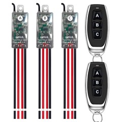 Mini Relay Wireless Switch,5V/12V/24V/5A Relay 3 Way Remote Control Switch 1 Cha