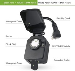 BN-LINK 24 Hour Mechanical Outdoor Light Timer with Covers, Heavy Duty