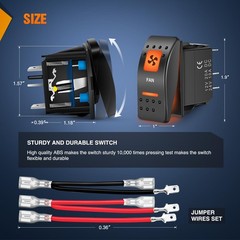 Nilight UTV Fan Rocker Switch On Off 5 PIN SPST LED Light Bar Switches w/Orange