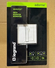LEGRAND ADORNE WHISPER SWITCH INTERRUPTOR -15A- WHITE FINISH – ASWR1532W4