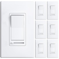 6 Pack Dimmer Light Switch, Single-Pole or 3-Way Slide Dimmer Switches for Le…
