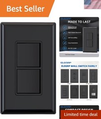 Decorator Double Rocker Light Switch, Two Single Pole, 15A 120V, Glossy Black (1