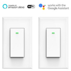 Smart WIFI Light Switch Remote Alexa Google Home Voice Control Smart Life 2Pack