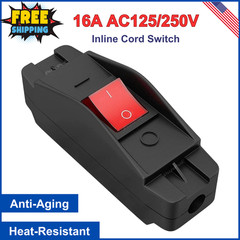 Inline Cord Switch, Heavy Duty 16A AC 125V / 250V Large Current In-Line On/Off