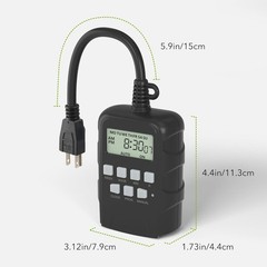 BN-LINK 7 Day Outdoor Heavy Duty Digital Programmable Timer Dual Outlet 8 On/Off