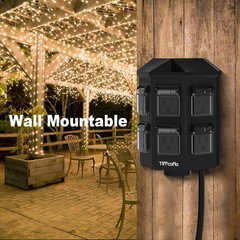 TiFFCOFiO Outdoor Power Strip Waterproof, 24 Hour Mechanical Timer, 15 ft Extens