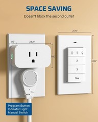 Remote Control Outlet, Wall Mounted Wireless Light Switch, 2 Independent Cont…