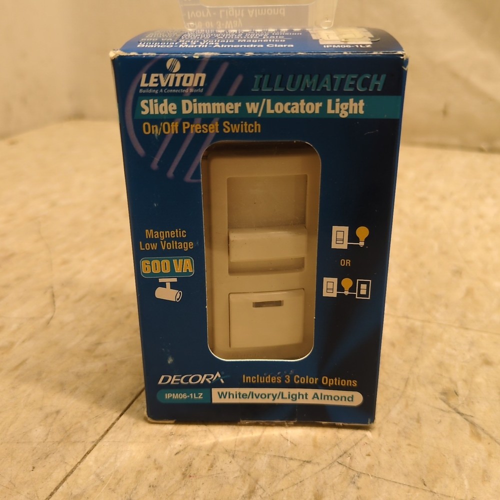 Leviton IllumaTech 600VA Magnetic Low Voltage Slide Dimmer w/ Light IPM06-1LZ