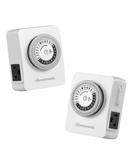24-Hour Indoor Mechanical Outlet Timer, Timers for Electrical Outlets, 2 Outlet