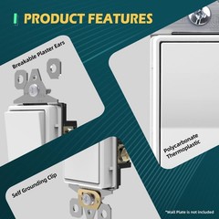 10 Pack 3-Way Decorator Light Switch, Single Pole or Three Way Paddle Rocker …