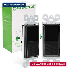 Greencycle Black Single Pole Rocker Light Switch,Paddle Light Switch 15 Amp,Sp S